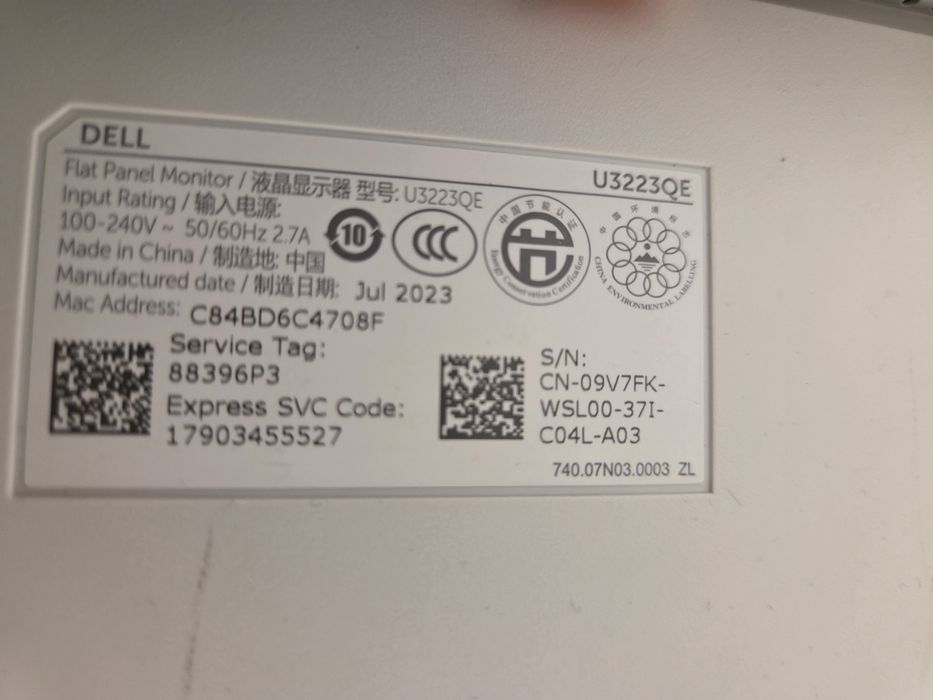 Monitor 32" 4K Dell U3223QE