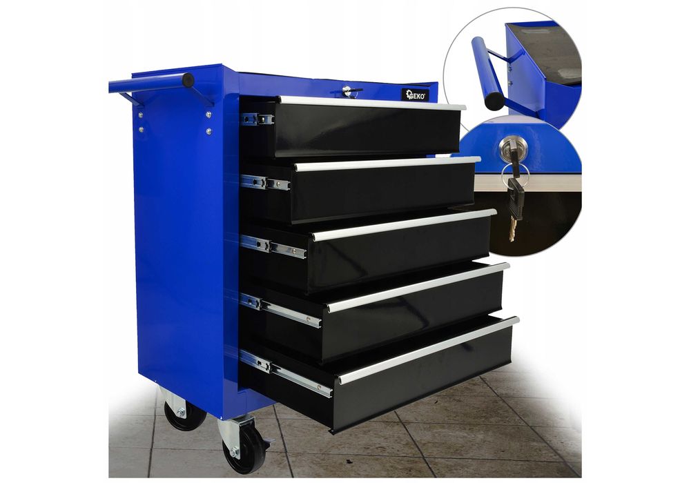 SZAFKA WARSZTATOWA 5-szufladowa mobilna NA KÓŁKACH zamykana