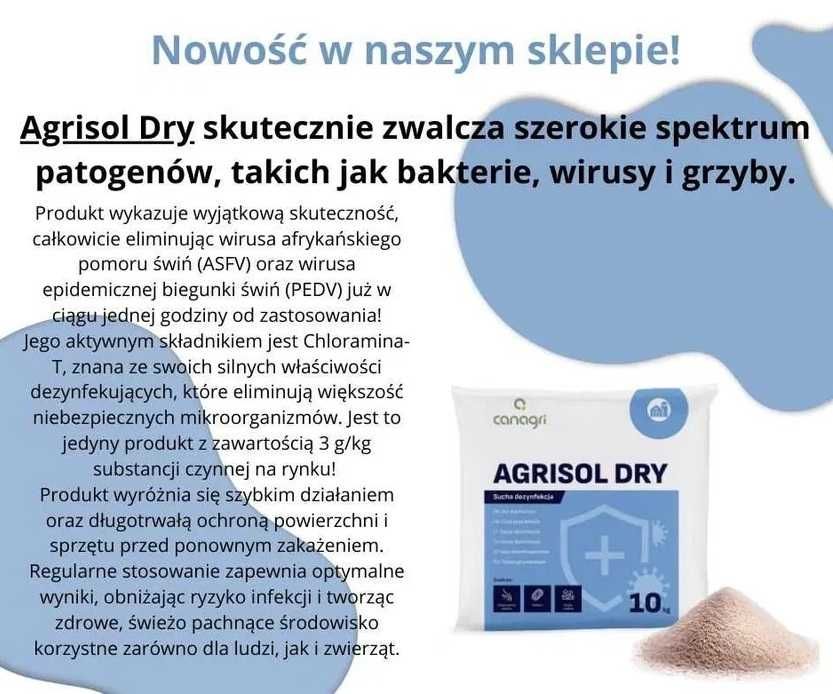 Preparat do suchej dezynfekcji, Agrisol Dry, 10 kg,