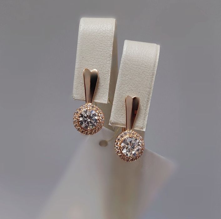 Золоті сережки "Верона" із яскравим цирконієм 585 проба нові