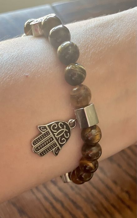 Pulseira Pedra Verdadeira Olho de Tigre