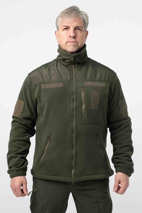 Флісова Кофта Олива зі вставками