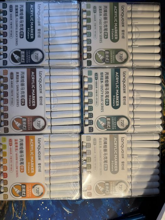 Акрилові маркери Languo/Grasp/Guangna/Nicety/Flysea 9/12/24 в упаковці