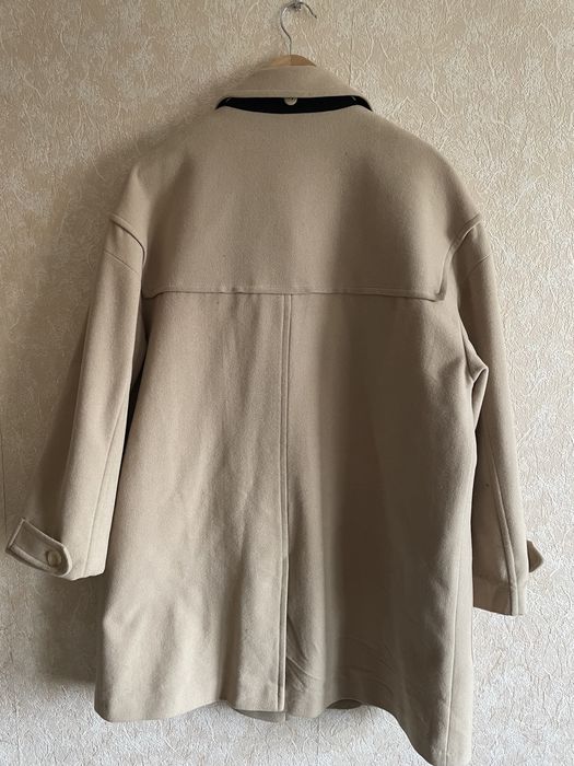 Płaszcz jasny beżowy wełna duffle coat kaszmir styl boho elegancki