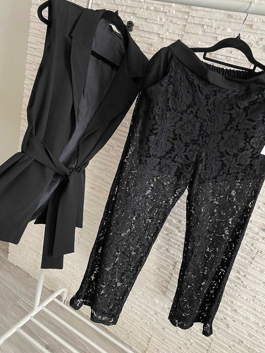 New collection nowy set garnitur kamizelka + spodnie koronka