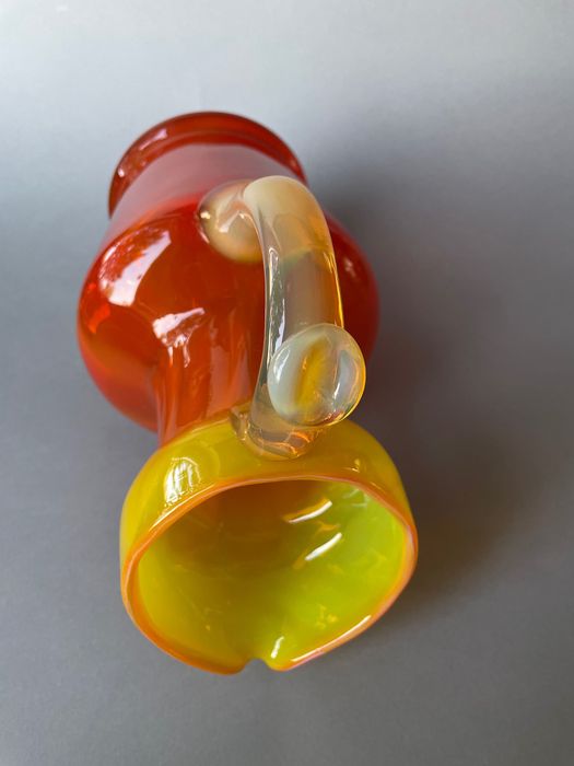 Dzbanek Fiedorowicz HSG Ząbkowice kolorowe szkło PRL