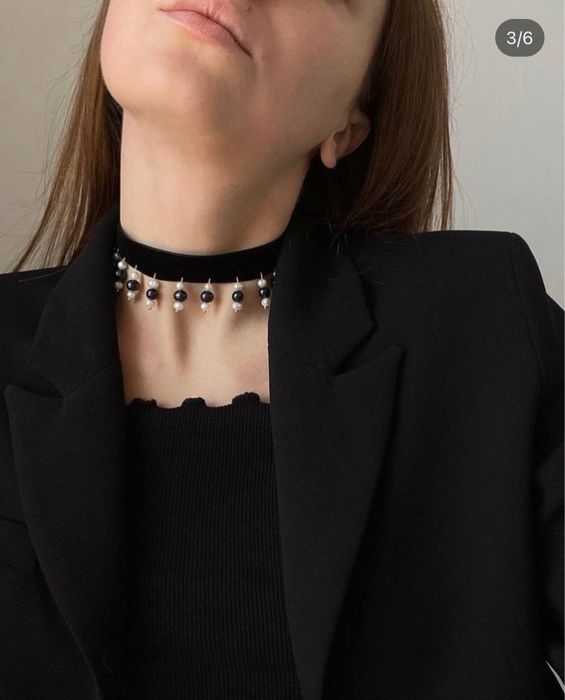 Оксамитовий чокер з бісером