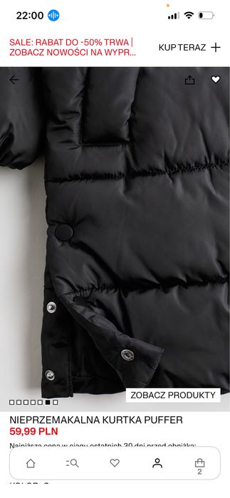 Długa nieprzemakalna kurtka 110/116 nowa h&m