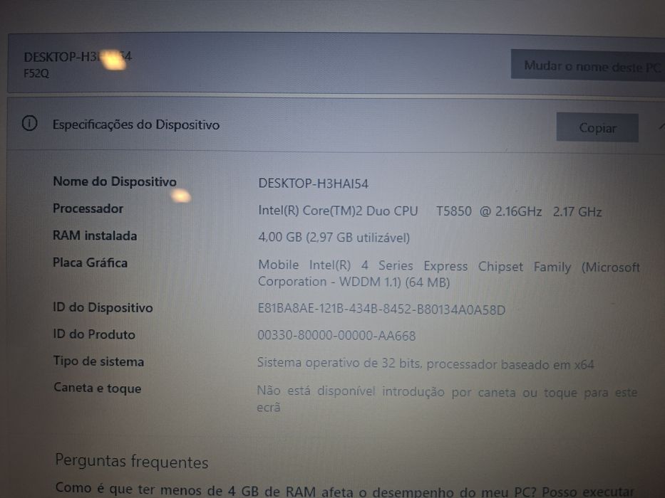 Portátil asus f52q sem bateria
