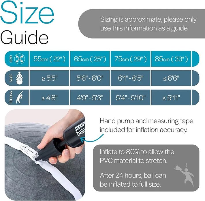 Piłka balance core 65cm do ćwiczeń fitness z pompką szara