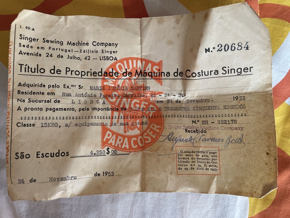 Máquina Singer 1953