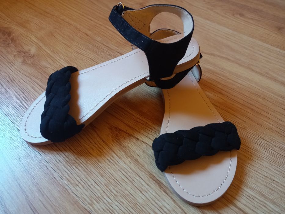 Buty lato sandały paski czarne klapki nowe 35 H&M