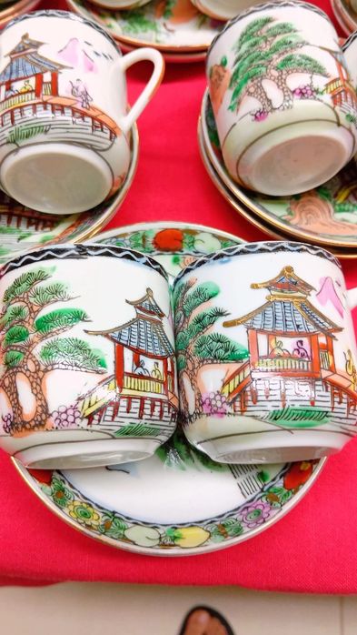 Serviço completo de café em porcelana de Macau