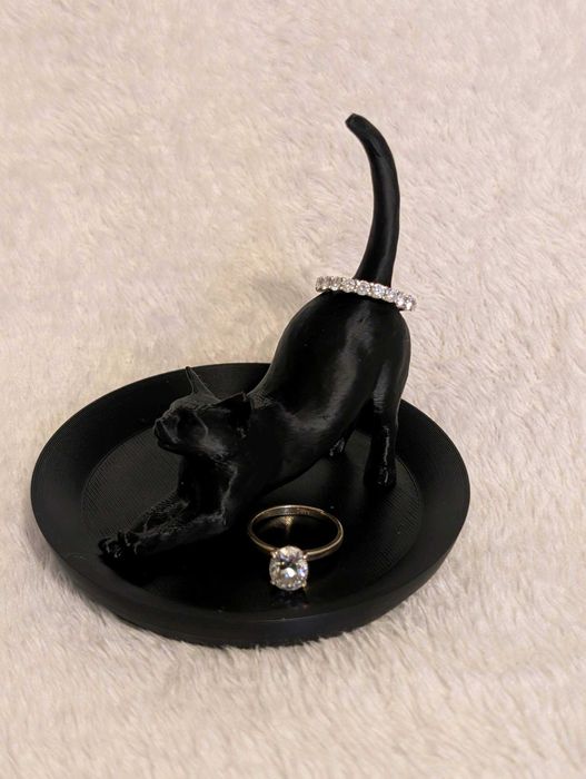 Органайзер для колец и украшений кошка 3д друк  черный и белый цвета