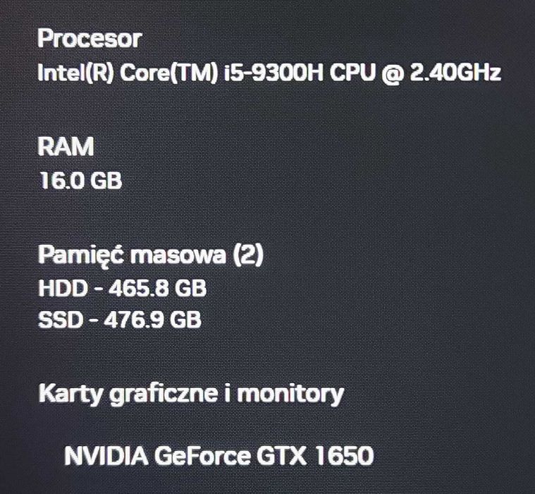 Jak Nowy! DELL Gaming - GTX1650 16GB IPS SSD512GB+500GB