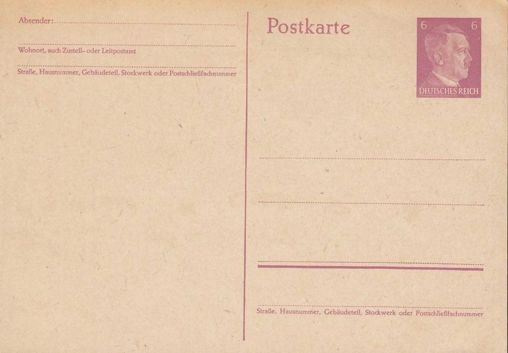 Selos Alemanha Nazi 1939/45-Postal 10 NOVO