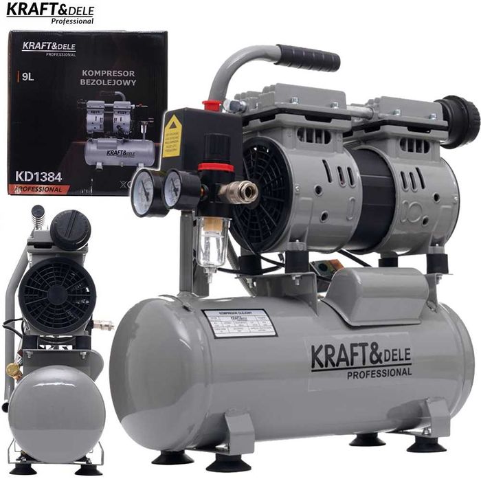 KRAFT&DELE Kompresor Bezolejowy Sprężarka Powietrza 9l 550W KD1384