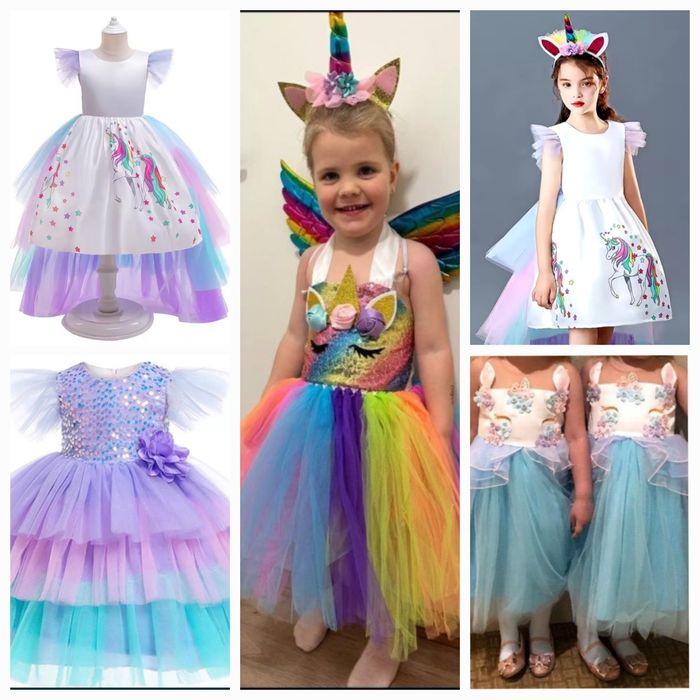 Платье нарядное,белое,розовое,голубое.Единорог 100, 110, 120см.