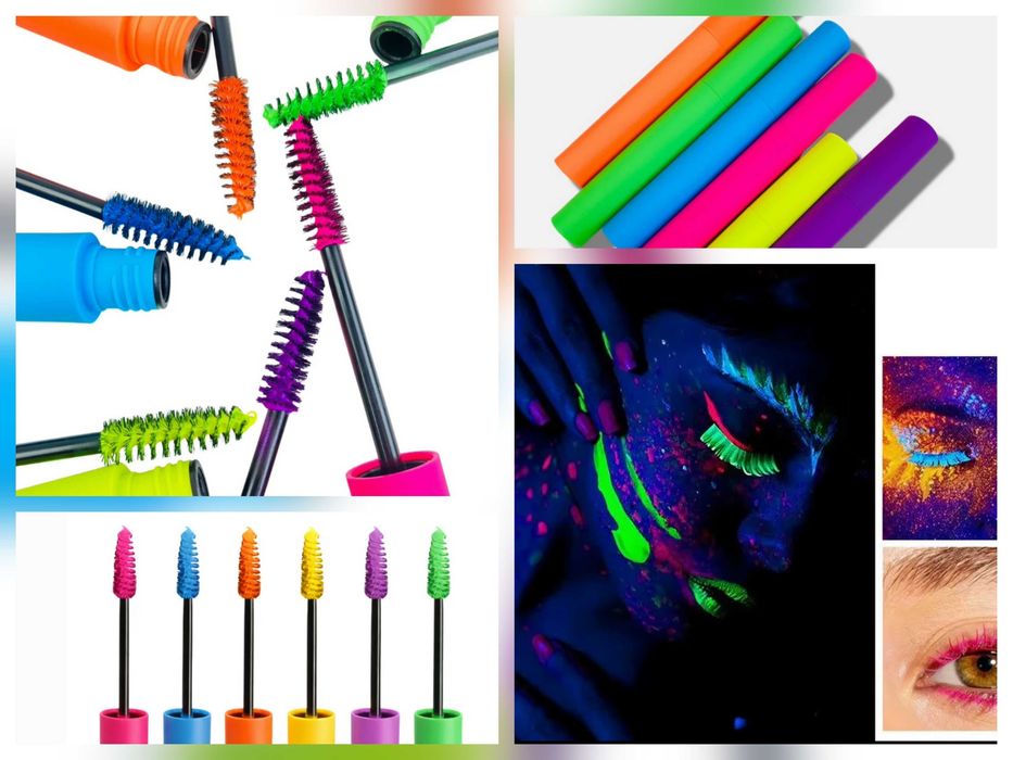 UV Neon Mascara, niesamowity zestaw Rave w kolorach fluorescencyjnych dla Twoich rzęs! Zestaw zawiera 6 tuszów do rzęs + biała baza pod tusz GRATIS!