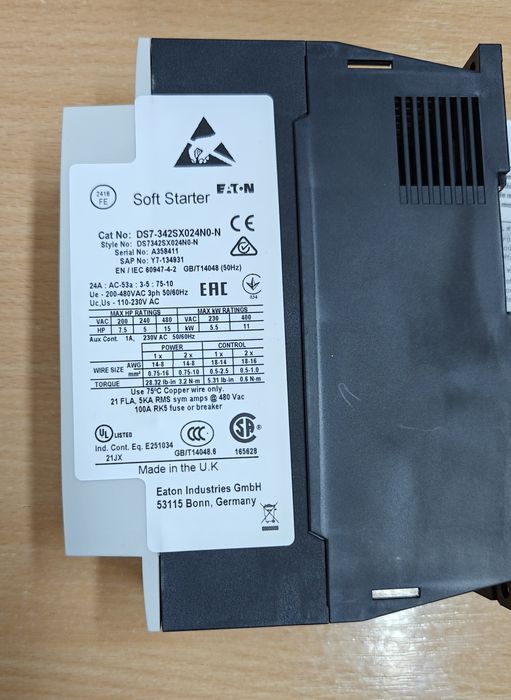 Устройство плавного пуска Eaton DS7-340SX024N0-N • 11кВт, 24А, 220v