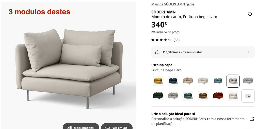 Sofá modular Soderhamn ikea