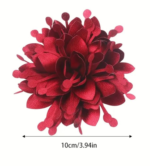 Broszka kwiat materiałowy bordo wino
