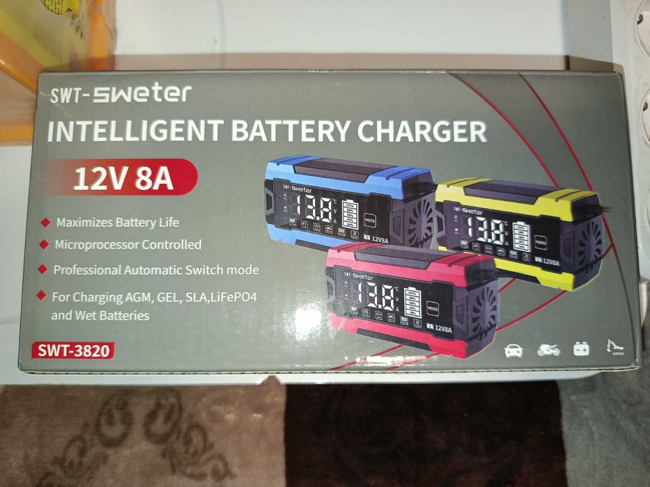 зарядное устройство 12V 8A SWT-3820 для авто зарядка желтый