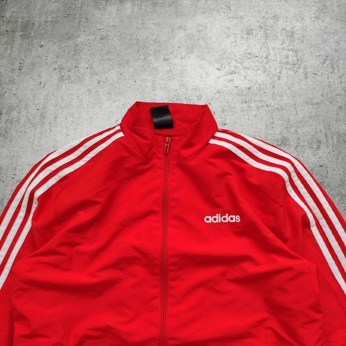 MĘSKA Bluza Rozpinana Czerwona 3 Paski Adidas Sportowa Casual Suwak