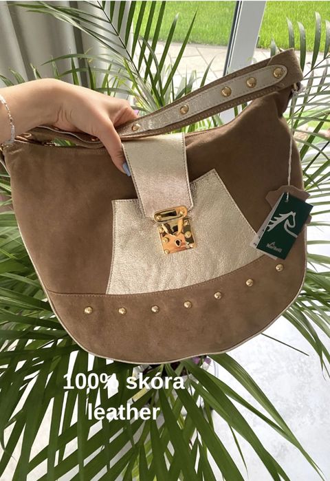 Skórzana torba na ramię zamszowa torebka do ręki