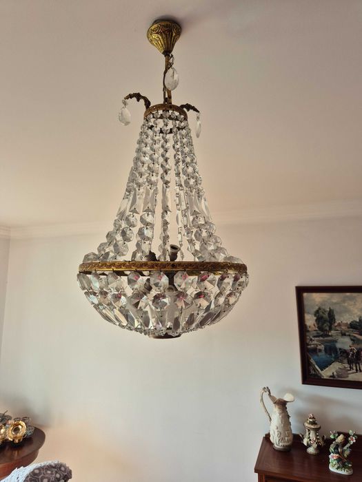 Candeeiro Lanterna de Cristal Vintage – Estilo Balão Alongado (72cm)