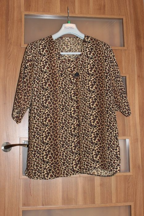Bluzka damska typu tunika w modny wzór panterka rozmiar 52 jak nowa