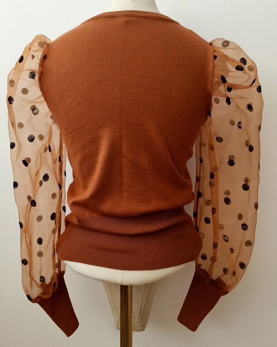 Camisola camel com mangas transparentes Golden Days