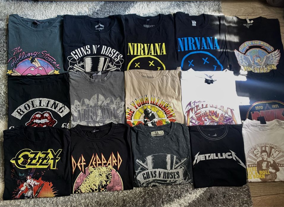 Футболки мерч рок-гуртів Nirvana, AC/DC, Gans n Roses, Metallica