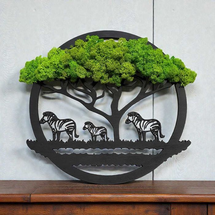 Obraz Z Mchu Chrobotka Żywy Drzewo OZDOBA DEKORACJA NA ŚCIANĘ 30CM