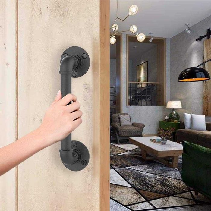 CCJH klamka do drzwi przesuwnych w stylu retro, 1 szt., czarna