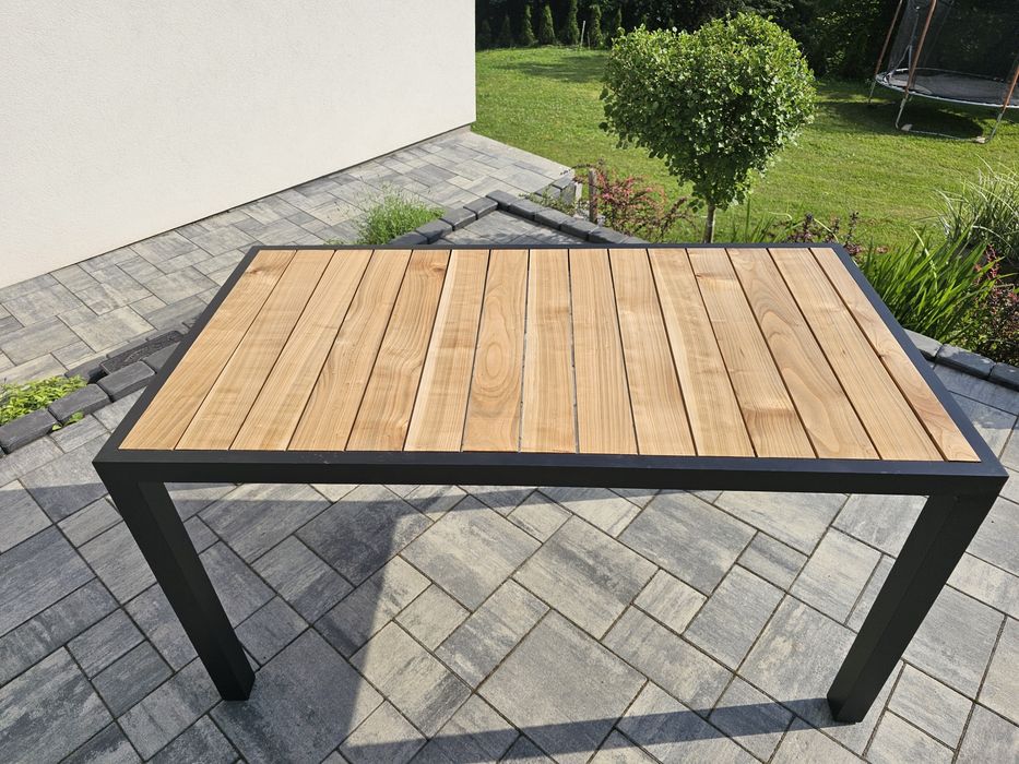Nowoczesny stół ogrodowy/tarasowy-aluminium+drewno