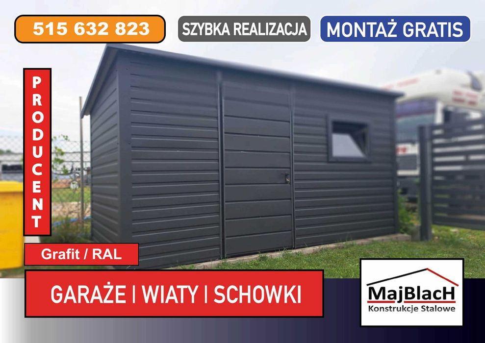 Wiata Otwarta Ocynkowana / Garaż Blaszany /HALA / Montaż - Maj-BlacH