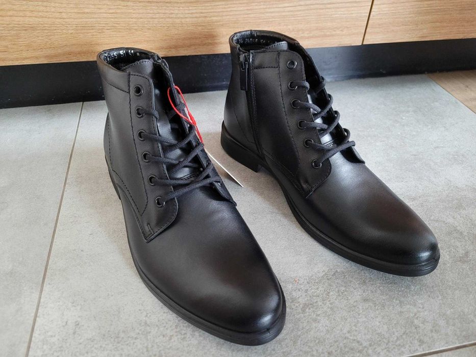 Buty czarne męskie WOJAS ze skóry licowej 41
