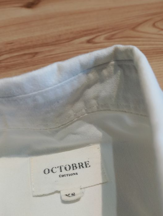 Biała Gładka Koszula Oxford Button Down Collar Z Długim Rękawem Octobre Éditions Bawełna Organiczna