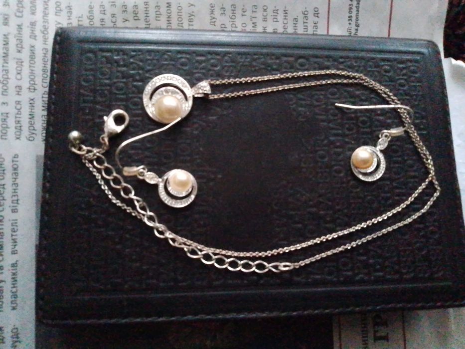 Набор бижутерии серьги кулон цепь