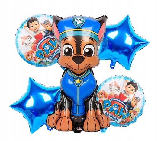Balon Foliowy na Hel Zestaw - PSI PATROL - Czerwony - 5 szt