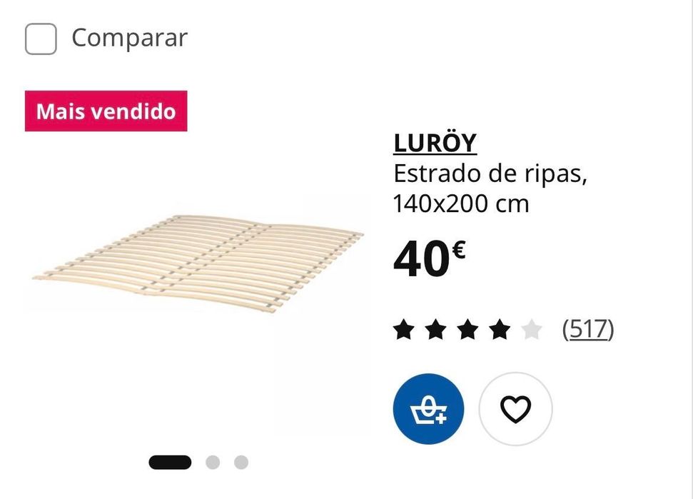 Cama de casal(IKEA) 1,40 x 200cm -  100€ com colchão