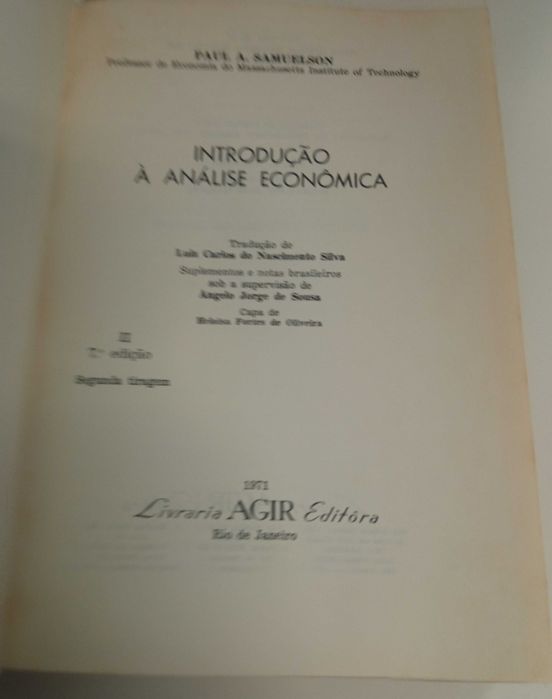 Introdução à análise económica, de Paul A. Samuelson I & II