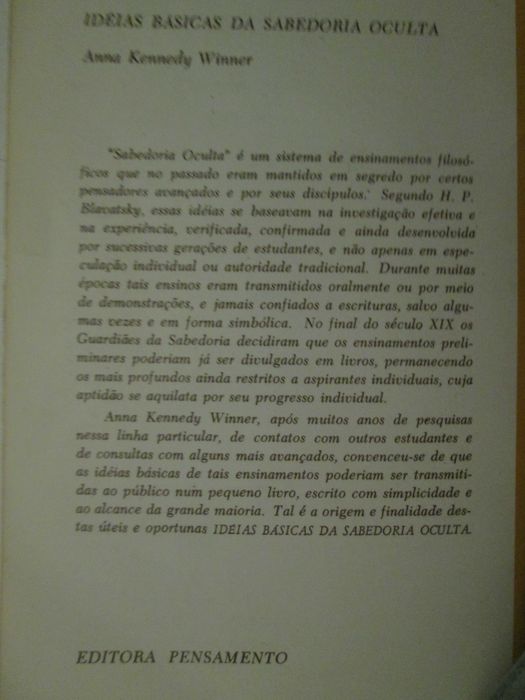 Idéias básicas da Sabedoria oculta- Anna Kennedy Winner