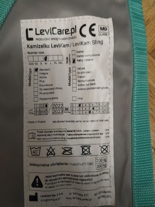 Levicam kamizelka M do podnośnika  niepełnosprawnych