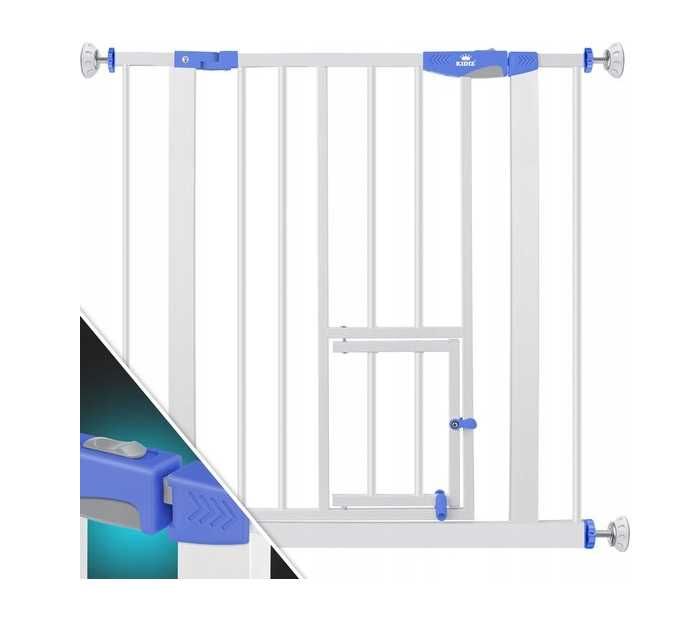 Bramka rozporowa barierka na schody drzwi KIDIZ szaro-niebieska