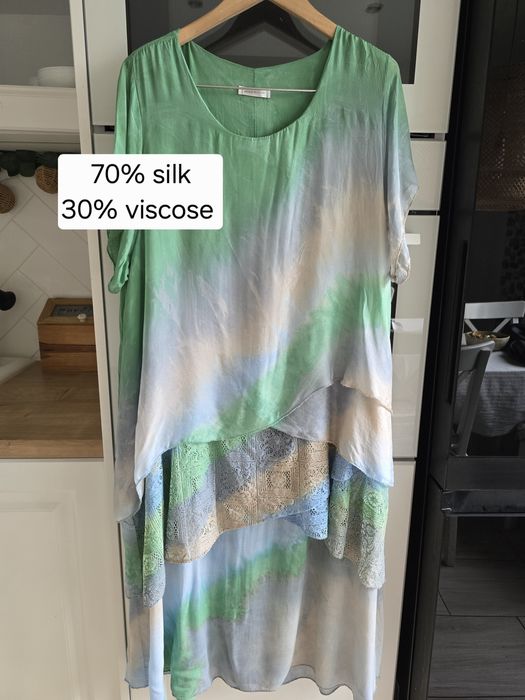 Sukienka jedwabna Made in Italy 42 zwiewna przewiewna