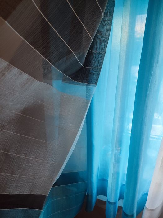 Cortinado duplo azul mais branco