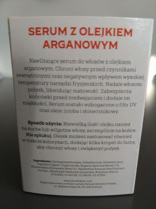 Bioelixire serum z olejkiem arganowym i filtrem UV