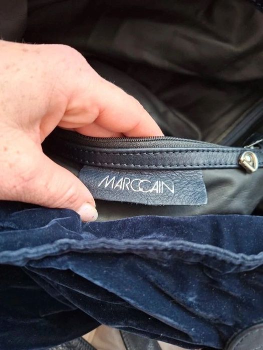 Marc Cain plecak welurowy ze skórzanymi wstawkami leather luxury designer